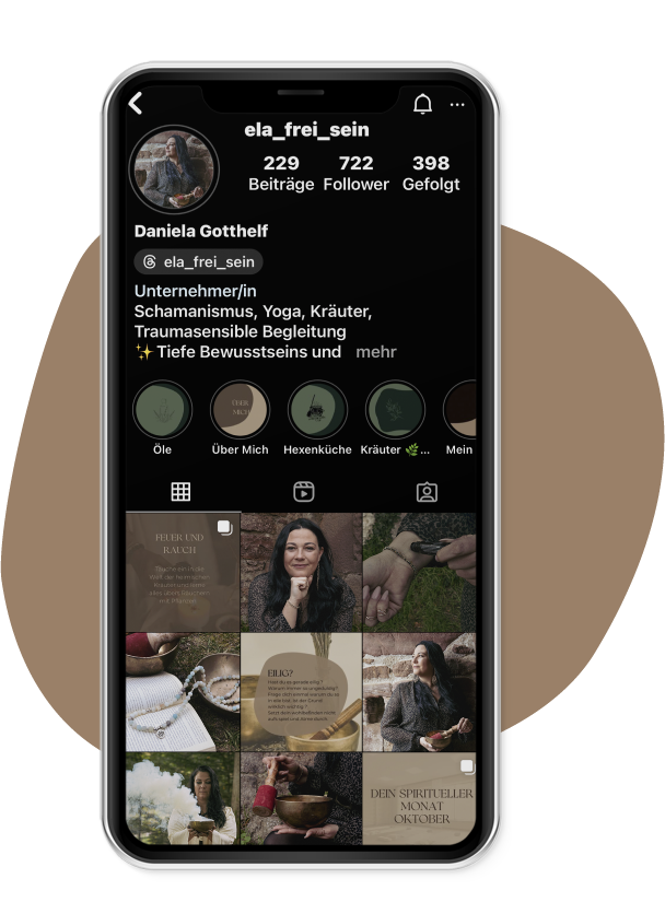 Mockup Instagramauftritt Ela frei sein